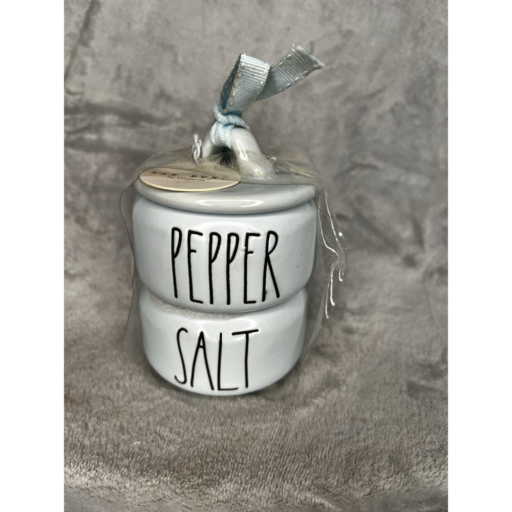 Rae Dunn Light Blue Stackable Salt & Pepper Cellars With Lid